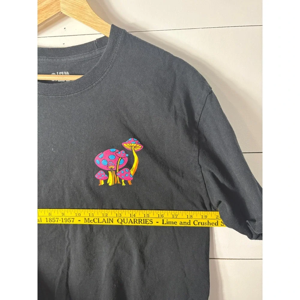 ALab Black Graphic T-Shirt with Colorful Mushroom Print Hippiecorecore Tee Large - Picture 5 of 6